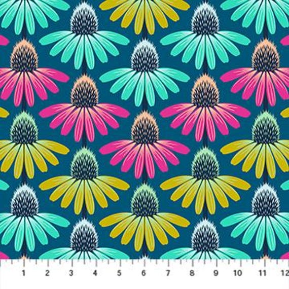 Perennial Borders, Echinacea Rhythm, in Parade, AMT136-86C, Northcott Fabrics, Anna Maria Textiles, sold by the yard