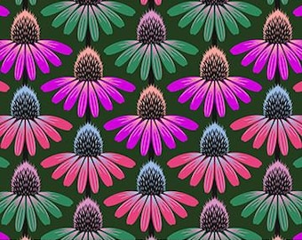 Perennial Borders, Echinacea, AMT136-78L, in Forest, by Anna Maria for Northcott Fabrics, sold by the yard