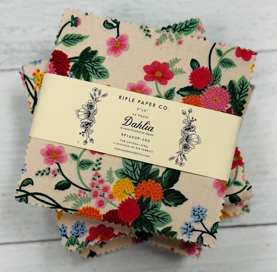 Dahlia, 5X5 Pack, Rifle Paper Co, Cotton+Steel, 42 pieces