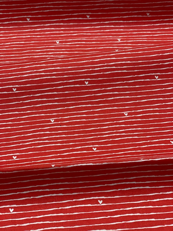 From the Heart, Heart Stripe- Red, by Sandy Gervais, for Riley Blake Designs, Sold by the 1/2 yard or the yard