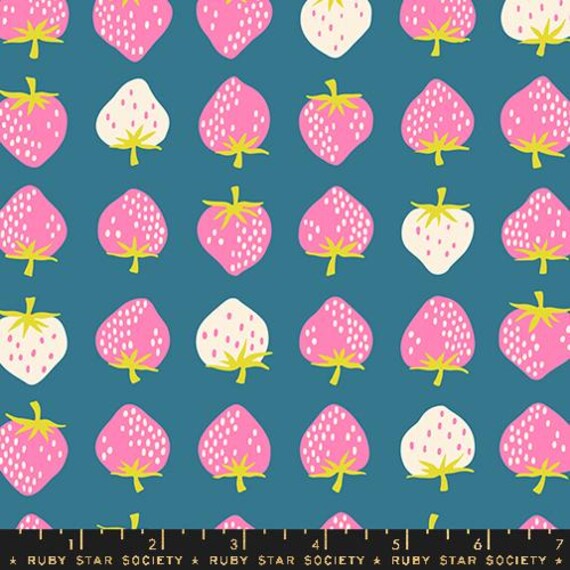 Strawberry, Strawberry Retro Kitsch, in Storytime, by Kimberly Kight, RS3084 22, Ruby Star, Moda, sold by the 1/2 yard or the yard