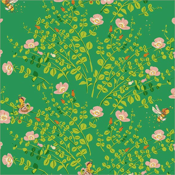 Nanny Bee, Jade by Heather Givans, Windham Fabrics, sold by the yard