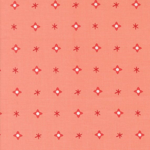 Tiny Christmas, Christmas Star Blenders, in Carnation, 37135 14, by Lizzy House, for Moda, sold by the yard