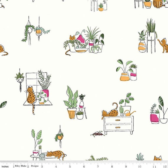 Leafy Keen, Main print in White, by Amanda Niederhauser for Riley Blake Designs, sold by the 1/2 yard or the yard