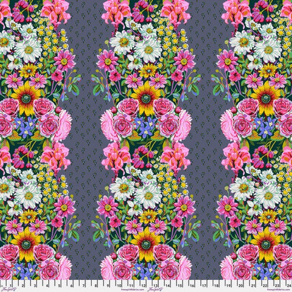 Beata's Garden, in Steel, Good Gracious, by Anna Maria, for FreeSpirit, sold by the 1/2 yard or the yard