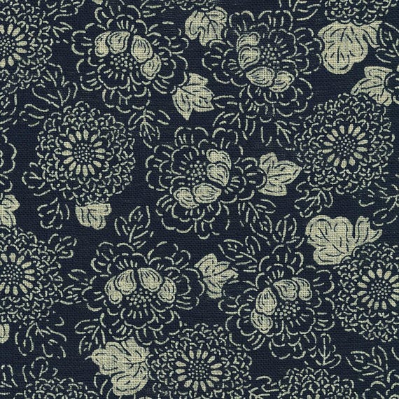 Nara Homespun, Florals, SB-88223D30-1 NAVY, by Sevenberry, sold by the yard