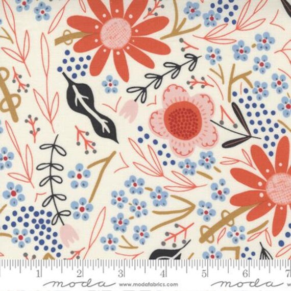 Birdsong, July Floral, in Cloud, By Gingiber, 48351 11, Moda Sold by the 1/2 yard or the yard