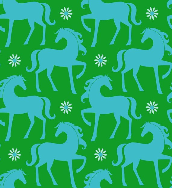 Carousel, Fancy Horse, in Verdant, RS0099 14, By Melody Miller, Ruby Star Society, sold by the 1/2 yard or the yard
