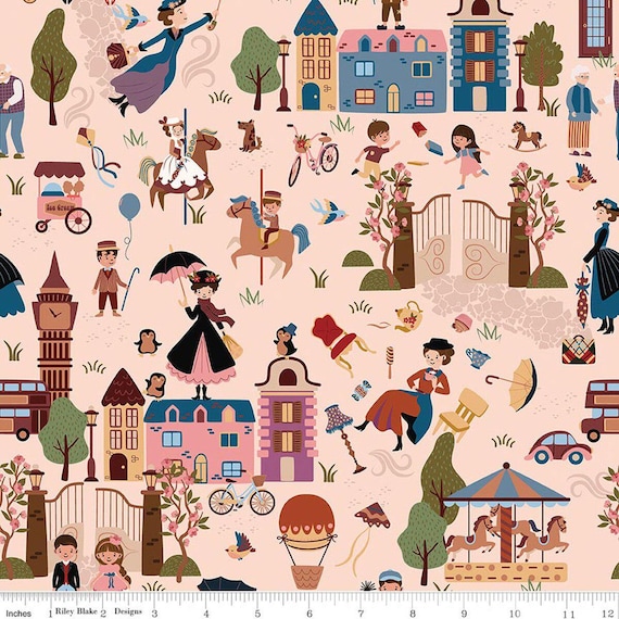 A Spoonful of Sugar Cherry Tree Lane Main Champagne Riley Blake Designs, sold by the yard