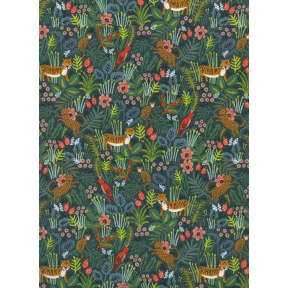 AB8029-001 Menagerie - Jungle - Hunter Fabric by Rifle Paper Co, sold by the 1/2 Yard or the yard- Cut Continuously