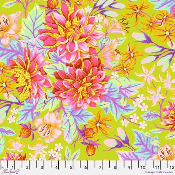 Untamed, By Tula Pink,Hello Dahlia, in Moonbeam, sold by the 1/2 yard or the yard