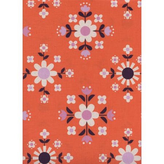 Welsummer, Florametry, Sweet Orange, Unbleached Cotton Fabric, Cotton + Steel/RJR, Sold by the 1/2 yard or the yard