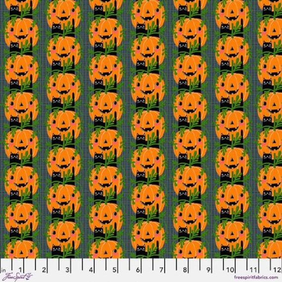 Witchy Ways, Kitty Rows, in Gray, By Cori Dantini, FreeSpirit Fabrics, sold by the yard