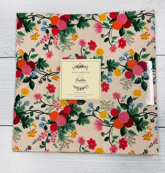 Dahlia, 10x10 inch squares, By Rifle Paper Co, Cotton+Steel, 42 pieces