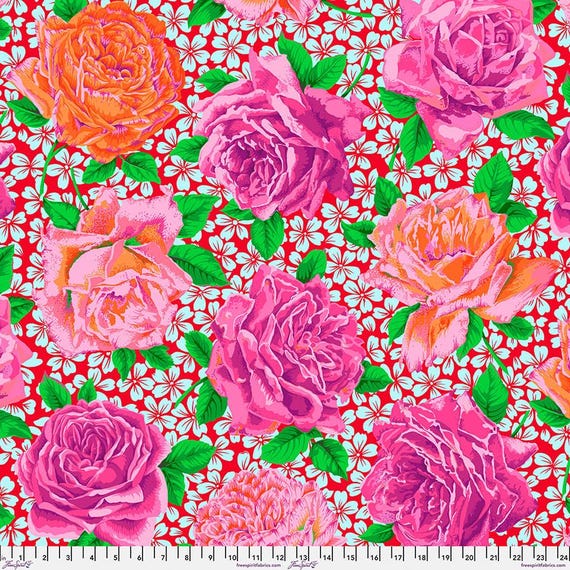 Rose Bloom, in Opera, By Philip Jacobs, for the Kaffe Fassett Collective, February 2026, FreeSpirit Fabrics, sold by the yard