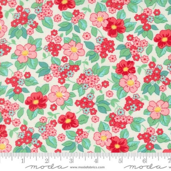 30s Playtime, Eggshell Scarlet, by Linzee McCray, 33750 11, for Moda, sold by the 1/2 yard or the yard