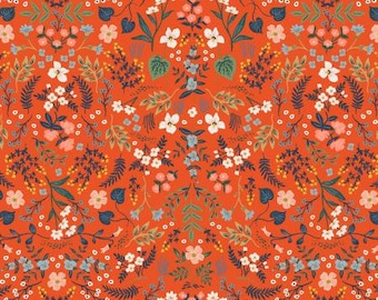 Bon Voyage, Wildwood, Red Metallic Fabric, RP 105-RE5M, By Rifle Paper Co, for Cotton + Steel, Sold by the 1/2 yard or the yard