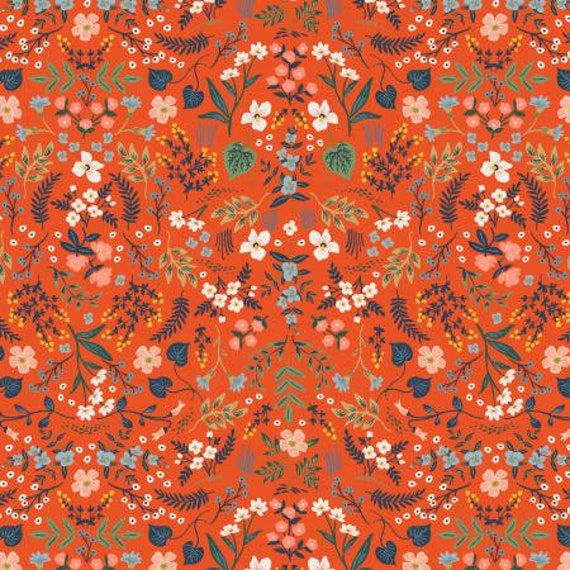 Bon Voyage, Wildwood, Red Metallic Fabric, RP 105-RE5M, By Rifle Paper Co, for Cotton + Steel, Sold by the 1/2 yard or the yard