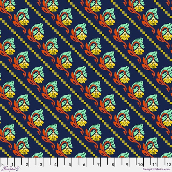 Tilt, in Navy , Fluent, By Anna Maria, for FreeSpirit Fabrics, sold by the 1/2 yard or the yard  100% Cotton