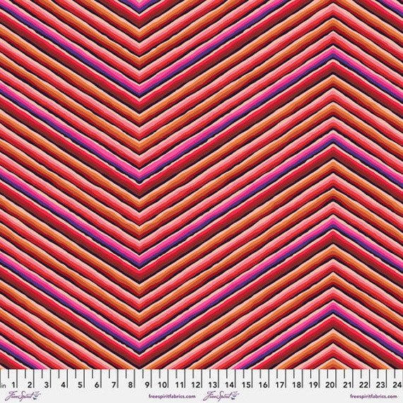 Kaffe- 85 And Fabulous, by Kaffe Fassett, Chevron Stripe, in Red, Free Spirit Fabrics, sold by the 1/2 yard or the yard