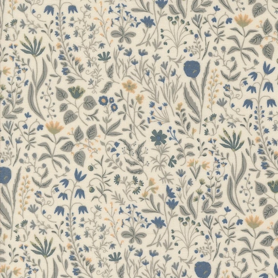 Rainier, flowers, in Eggshell pewter, 38141 22, by Jessica Rose, Moda, sold by the yard