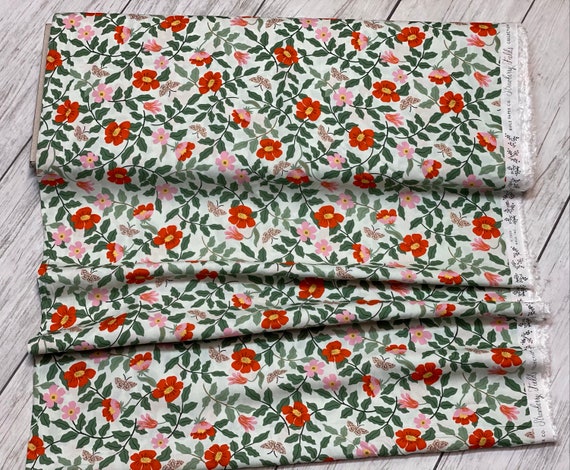 Strawberry Fields - Primrose - Mint RAYON Fabric-RP402-MI4R- Rifle Paper Co-Cotton and Steel/RJR- Sold by the 1/2 yard or the yard