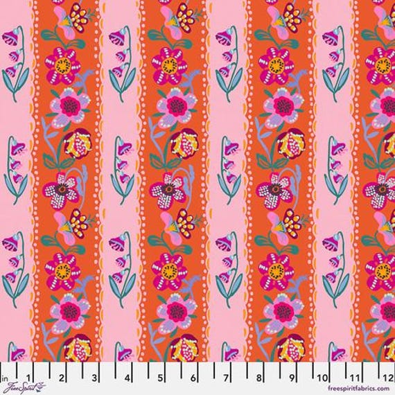 A Spring in Paris, Wallpaper, in Tangerine, by Nathalie Lete for Conservatory Craft, FreeSpirit Fabrics, sold by the 1/2 yard or the yard