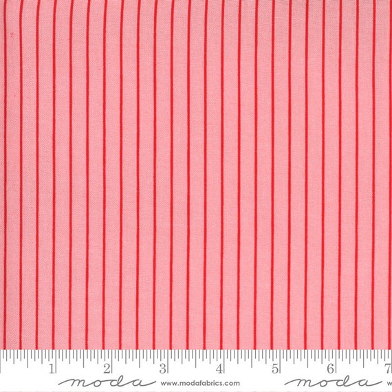 Sunday Stroll, Pink and Red Stripes, 55228 13 Moda, By Bonnie and Camille, for Moda, Sold by the 1/2 yard or the yard