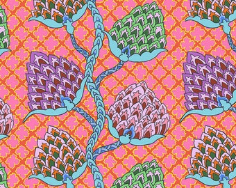 Paisley Flower - in Fuchsia, February 2024, by Brandon Mably for the Kaffe Fassett Collective, FreeSpirit, sold by the 1/2 yard or the yard