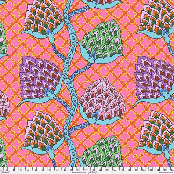 Paisley Flower - in Fuchsia, February 2024, by Brandon Mably for the Kaffe Fassett Collective, FreeSpirit, sold by the 1/2 yard or the yard