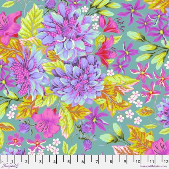 Untamed, By Tula Pink,Hello Dahlia, in Cosmic, sold by the 1/2 yard or the yard