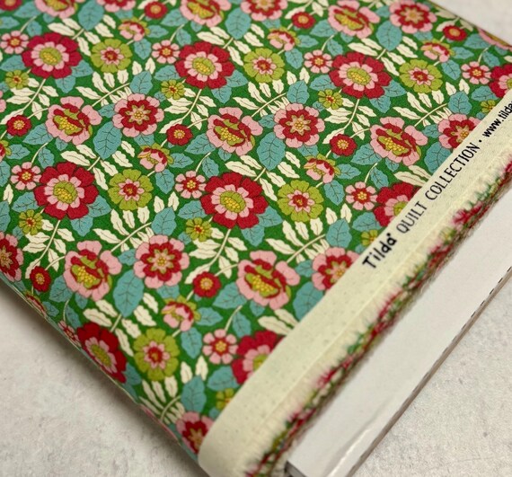 Wallflower, Beverly, in Green, By  Tone Finnanger, Tilda Fabric's, sold by the yard