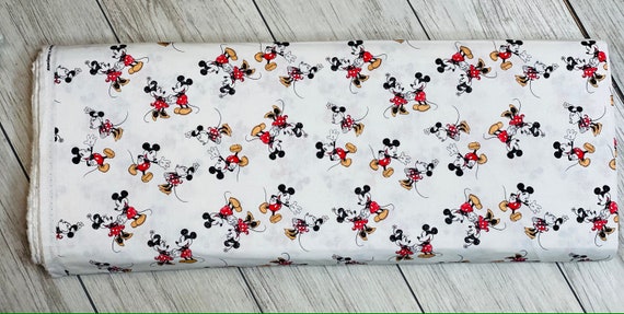 Mickey & Minnie Mouse- Vintage Scattered - Cotton- Sold by the 1/2 yard or the yard cut continuous from bolt