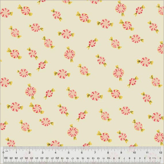 Studio Edit, Peppermint Candies, in cream, 50167D-2 Cream, By Heather Ross, Windham Fabrics, sold by the yard