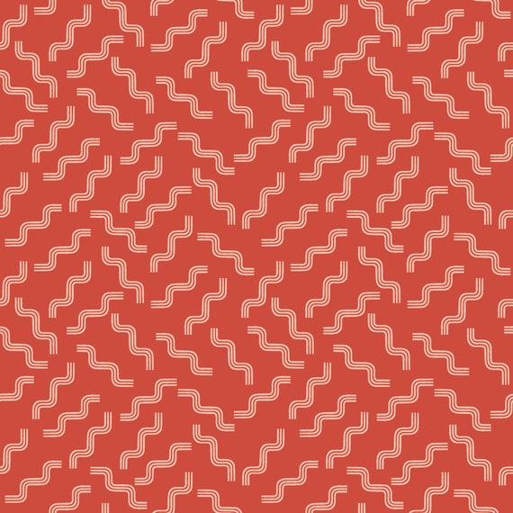 Linear, Bacon and Pasta in Cayenne, By Rashida Coleman Hale, RS1052 14, Ruby Star, sold by the 1/2 yard or the yard