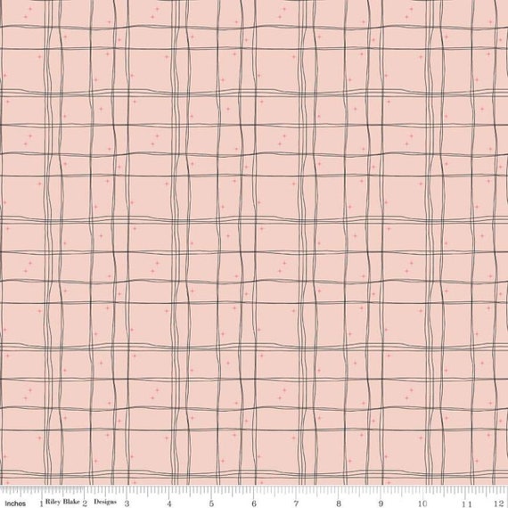 Mod Meow Plaid Blush,  C10285-Blush, by Amanda Niederhauser for Riley Blake, Sold by the 1/2 yard or the yard