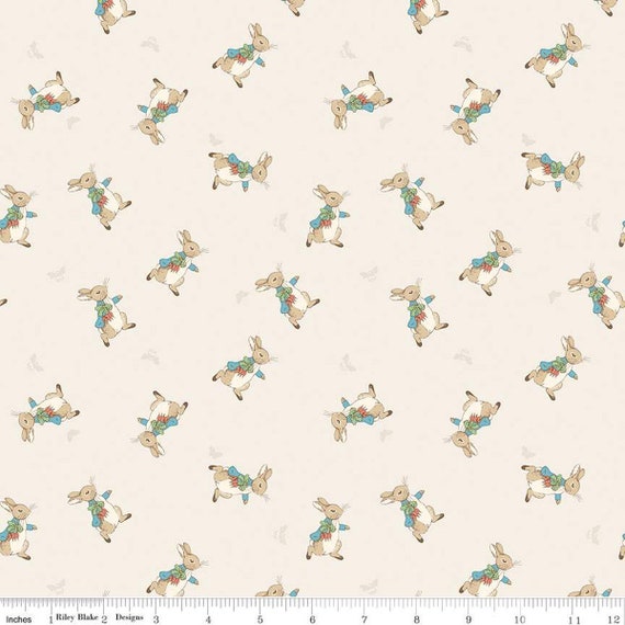 The Tale of Peter Rabbit, Rabbit Toss, in Cream, C14702-Cream, Riley Blake, sold by the 1/2 yard or the yard