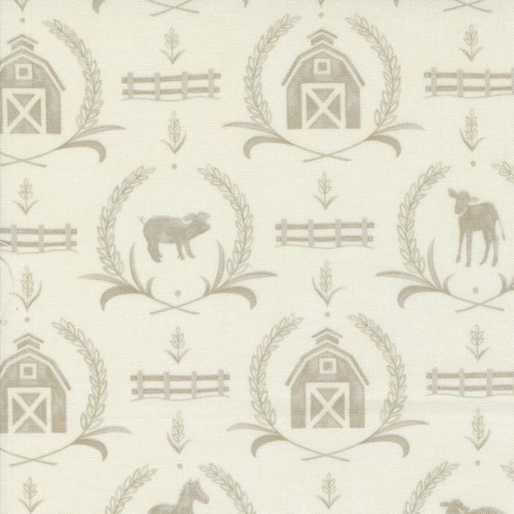 Willows Farm, Farm Yard Damask, in Cloud, By Deb Strain, 56102 11, for Moda, sold by the 1/2 yard or the yard