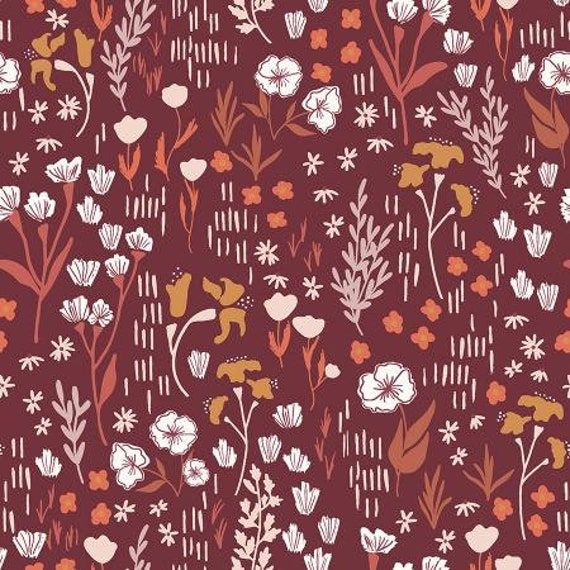 Dear Isla - Meadow - Clay RAYON Fabric- HJ201-CL5R- Cotton and Steel/RJR- sold by the 1/2 yard or the yard cut continuous