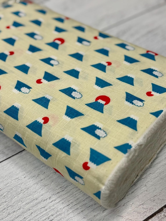 Orimono imports, Cosmo, AP-32702-1a, Mt Fuji, Cotton Dobby, sold by the yard
