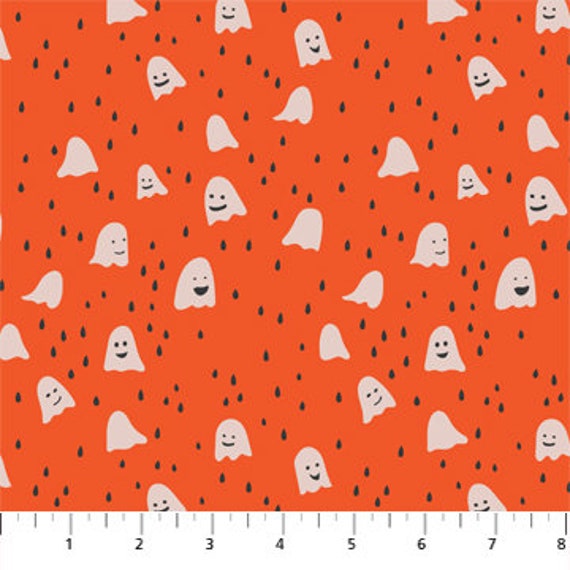 Ghost Town, Orange Ghost, Dana Willard, Figo Fabrics, 90521-56, sold by the 1/2 yard or the yard