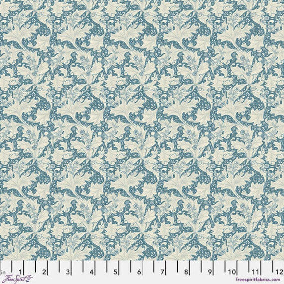 Small Wallflower, in Blue, by Emery Walker, The Original Morris & Co., FreeSpirit Fabrics, sold by the 1/2 yard or the yard