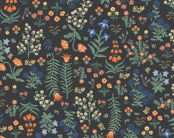 Camont - Menagerie Garden - Black Rayon Fabric -RP701-BK4R - Rifle Paper Co- Cotton and Steel- Sold by the 1/2 yard or the yard