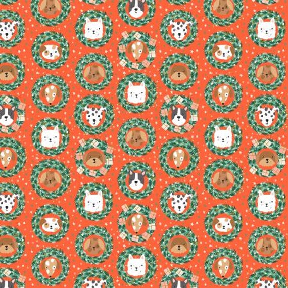 Merry Pawmas, Bark And Bough, Red Metallic Fabric, DG203-RE2M , Cotton+Steel, sold by the yard