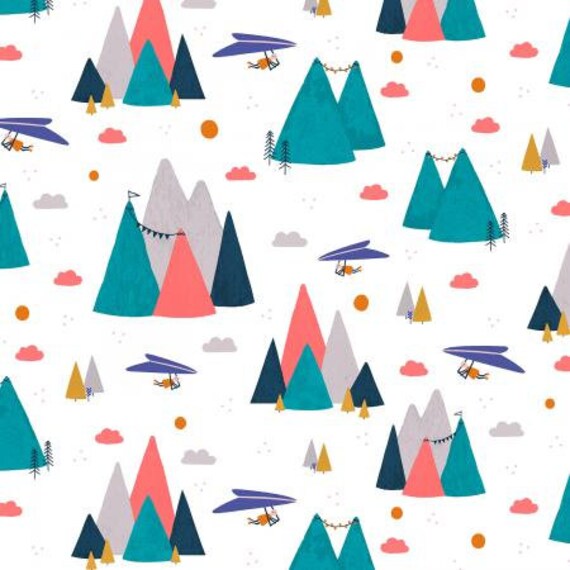 AE200-AQ2 Summer Skies - Mountain Skies - Aqua Fabric- Cotton and Steel/RJR- Sold by the 1/2 yard or the yard