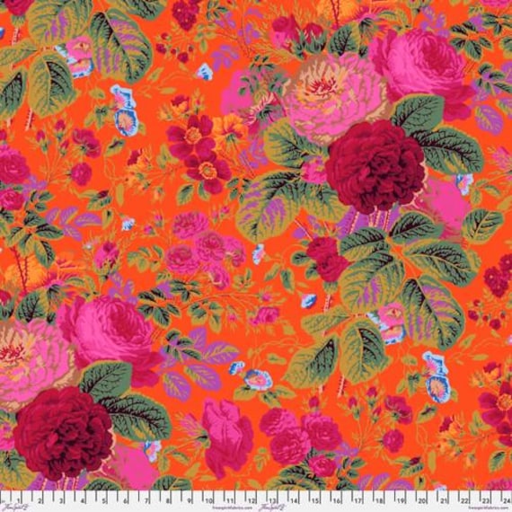 Gradi Floral - Tomato, Philip Jacobs, for the Kaffe Fassett Collective, February 2025, FreeSpirit Fabrics, sold by the 1/2 yard or the yard