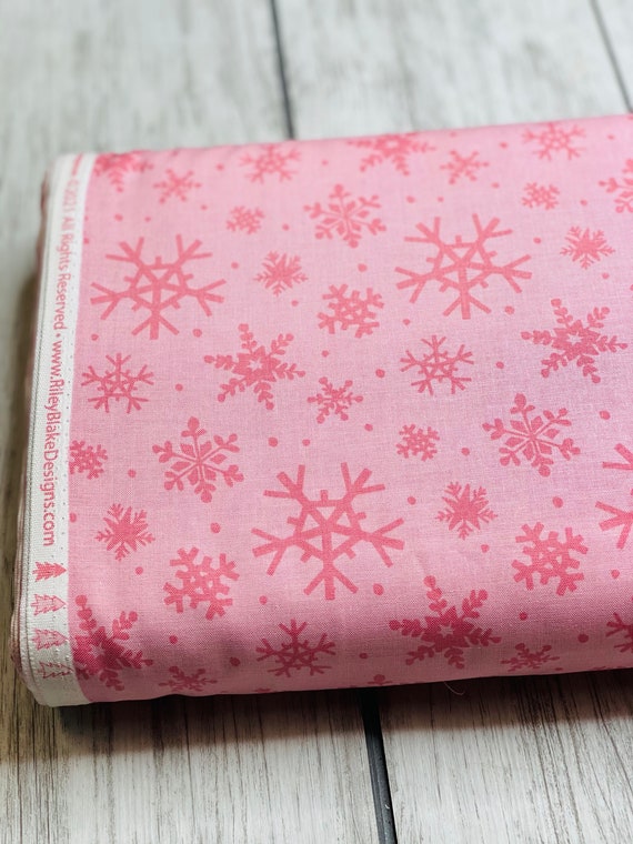 Holly Holiday, Snowflakes Petalpink, C10882-Petalpink, By Christopher Thompson, for Riley Blake, sold by the 1/2 yard or the yard