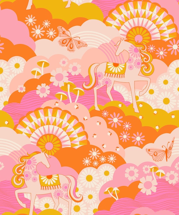 Carousel, Daydream Landscape, in Zinnia,  RS0094 11, By Melody Miller, Ruby Star Society, sold by the 1/2 yard or the yard
