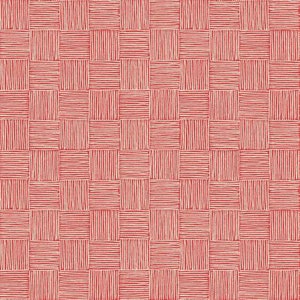 May include: A red and white woven pattern with a checkered design. The pattern is made up of thin white lines on a red background.