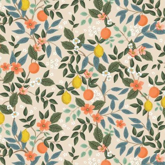 Bramble, Citrus Grove, Cream Fabric, By Rifle Paper Co, RP900-CR2, Cotton + Steel, RJR, sold by the 1/2 yard or the yard